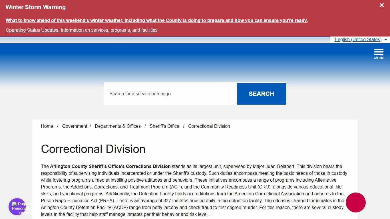 Correctional Division – Official Website of Arlington County Virginia Government